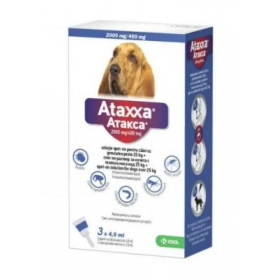 Ataxxa – Deparazitare externa pentru Câini >25 kg (3 x 4 ml, Krka Vet)